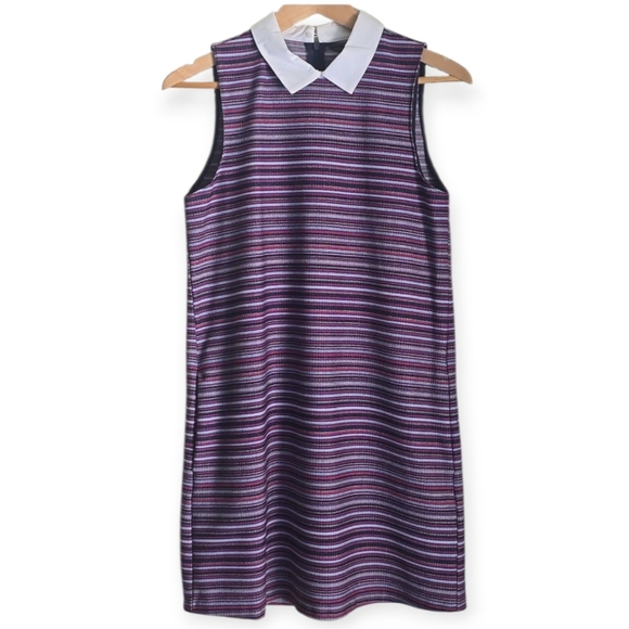 Zara Trafaluc Collection Striped Sleeveless White Collar Shift Dress - Picture 3 of 16